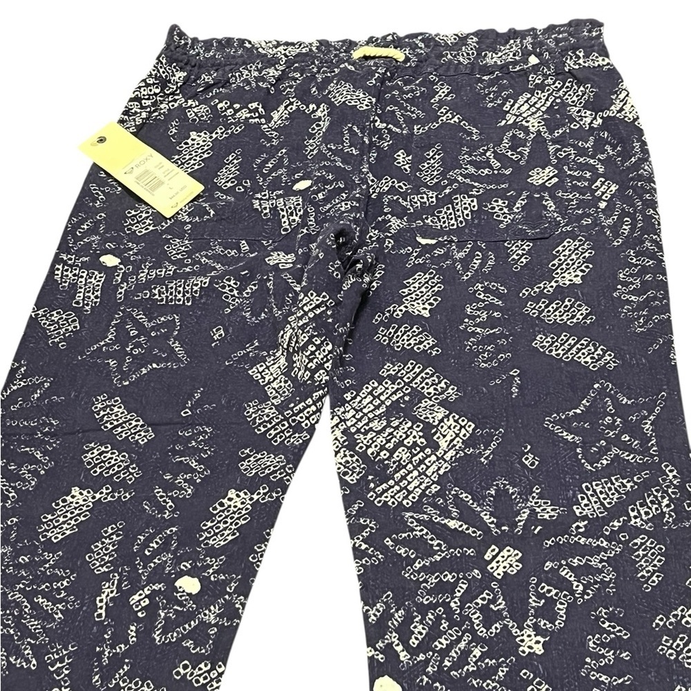 Roxy NWT Y2K astral aura batik print Oceanside linen blend pull on pants - Picture 8 of 16